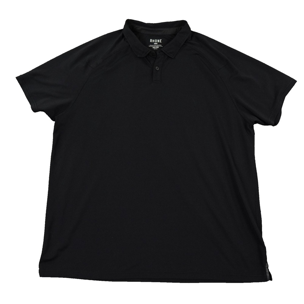Rhone Delta Pique Polo Shirt Mens XXL Black Performance Golf Techwear Stretch